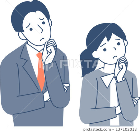 The upper body of a worried young woman and young man The upper body of a worried young woman and young man 137102018