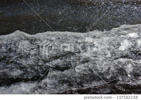 Ice formed on Lake Yamanakako in the winter, in yamanashi Japan Ice formed on Lake Yamanakako in the winter, in yamanashi Japan 137102138