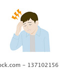 Hand-drawn man suffering from headache 137102156