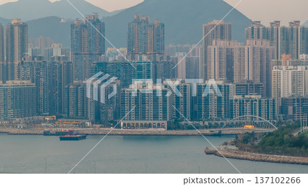 Modern Towers Rising Beside Calm Tseung Kwan O Waterfront Feb 22 2026 137102266