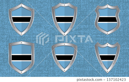 Set of metal shields with the Botswana flag Set of metal shields with the Botswana flag 137102423