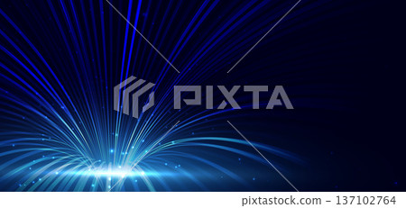 Blue curve lines with lighting effect on dark background. Blue curve lines with lighting effect on dark background. 137102764