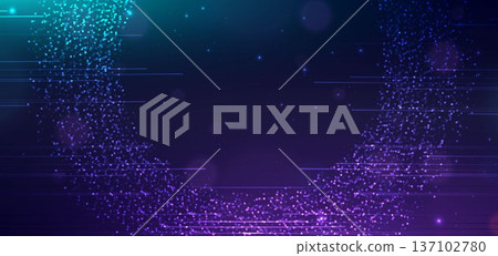 Particle glowing element on dark blue background with lighting effect. Technology futuristic concept. Particle glowing element on dark blue background with lighting effect. Technology futuristic concept. 137102780
