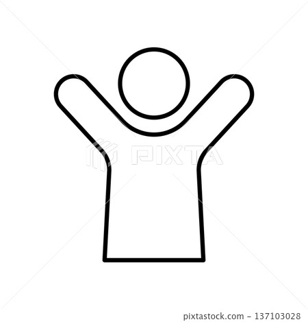 Bust-up icon of a person raising both hands 137103028