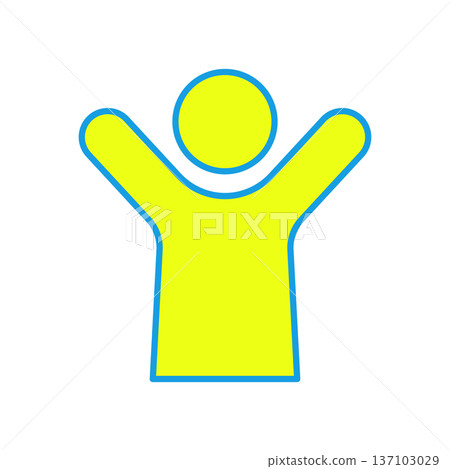 Bust-up icon of a person raising both hands Bust-up icon of a person raising both hands 137103029