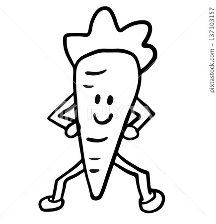 Hand drawn outline of happy carrot for vegetable, colouring book, breakfast, lunch, cafe, restaurant, menu, recipe, vegan, brooch, grocery shopping, supermarket, diet, salad, cartoon character Hand drawn outline of happy carrot for vegetable, colouring book, breakfast, lunch, cafe, restaurant, menu, recipe, vegan, brooch, grocery shopping, supermarket, diet, salad, cartoon character 137103157