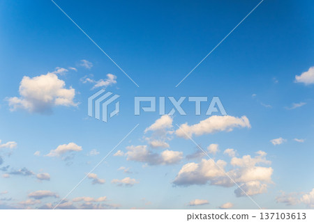 Winter evening blue sky and fluffy clouds 05 Winter evening blue sky and fluffy clouds 05 137103613