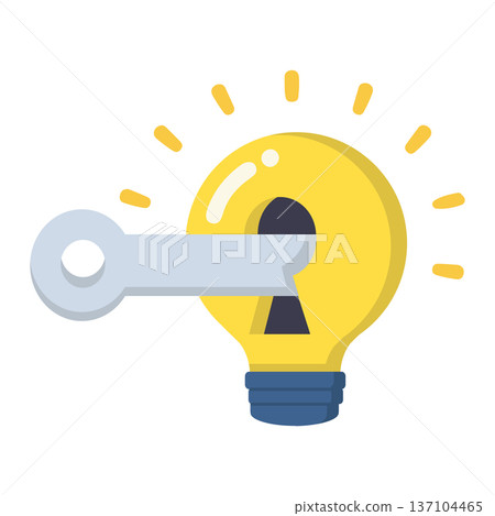 Key Unlocking a Light Bulb Idea Key Unlocking a Light Bulb Idea 137104465