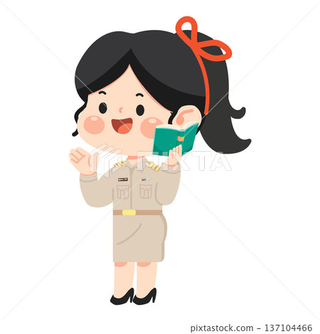 Illustration of a Teacher Holding a Book Illustration of a Teacher Holding a Book 137104466
