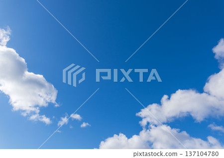 Winter morning blue sky and fluffy white clouds 08 Winter morning blue sky and fluffy white clouds 08 137104780