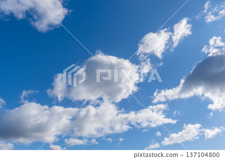 Winter morning blue sky and fluffy white clouds 34 Winter morning blue sky and fluffy white clouds 34 137104800