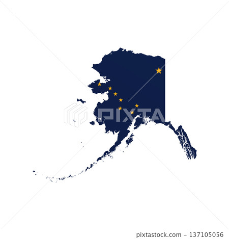 Alaska flag map poster. US state pride wall decor artwork. Patriotic printable digital art. Detailed vector illustration 137105056