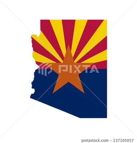 Arizona flag map poster. US state pride wall decor artwork. Patriotic printable digital art. Detailed vector illustration 137105057