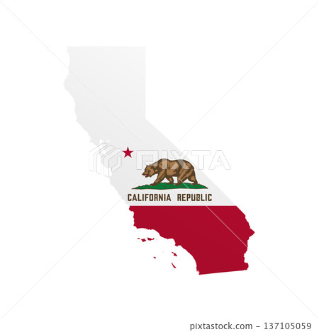 California flag map poster. US state pride wall decor artwork. Patriotic printable digital art. Detailed vector illustration 137105059