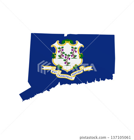 Connecticut flag map poster. US state pride wall decor artwork. Patriotic printable digital art. Detailed vector illustration 137105061