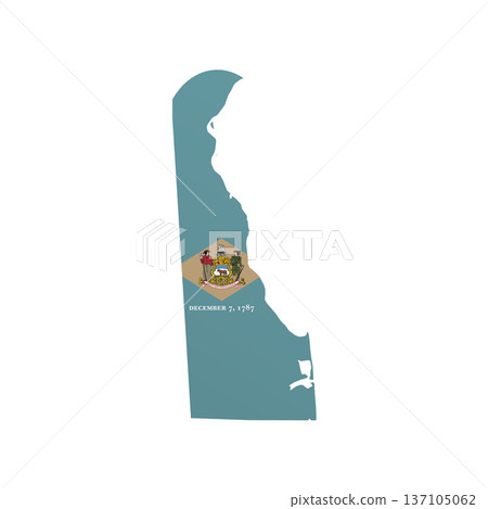 Delaware flag map poster. US state pride wall decor artwork. Patriotic printable digital art. Detailed vector illustration 137105062