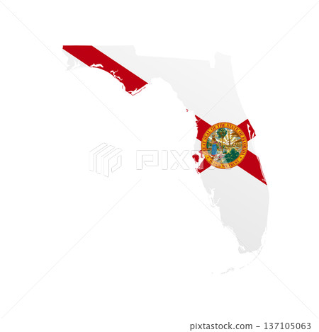 Florida flag map poster. US state pride wall decor artwork. Patriotic printable digital art. Detailed vector illustration 137105063