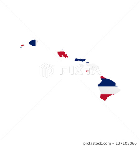 Hawaii flag map poster. US state pride wall decor artwork. Patriotic printable digital art. Detailed vector illustration 137105066