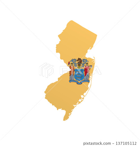 New Jersey flag map poster. US state pride wall decor artwork. Patriotic printable digital art. Detailed vector illustration New Jersey flag map poster. US state pride wall decor artwork. Patriotic printable digital art. Detailed vector illustration 137105112