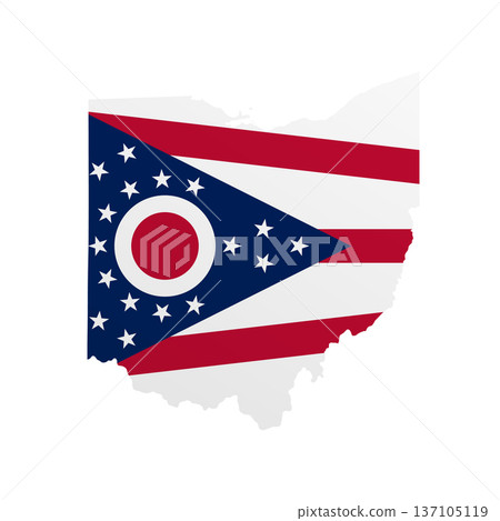 Ohio flag map poster. US state pride wall decor artwork. Patriotic printable digital art. Detailed vector illustration Ohio flag map poster. US state pride wall decor artwork. Patriotic printable digital art. Detailed vector illustration 137105119