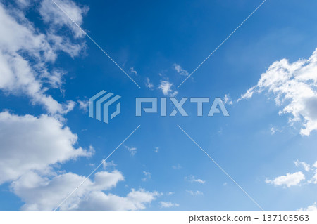 Winter daytime blue sky and fluffy white clouds 08 Winter daytime blue sky and fluffy white clouds 08 137105563