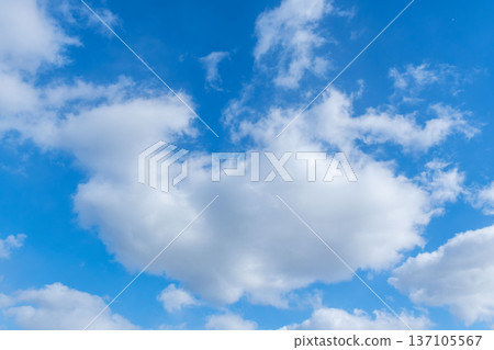 Winter daytime blue sky and fluffy white clouds 12 Winter daytime blue sky and fluffy white clouds 12 137105567