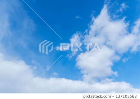 Winter daytime blue sky and fluffy white clouds 13 Winter daytime blue sky and fluffy white clouds 13 137105568