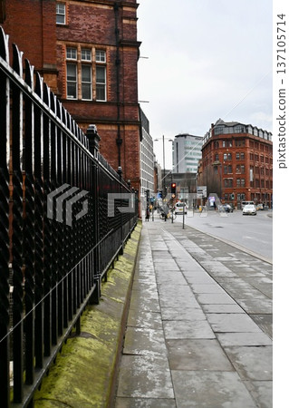 Manchester cityscape lined with brick buildings Manchester cityscape lined with brick buildings 137105714