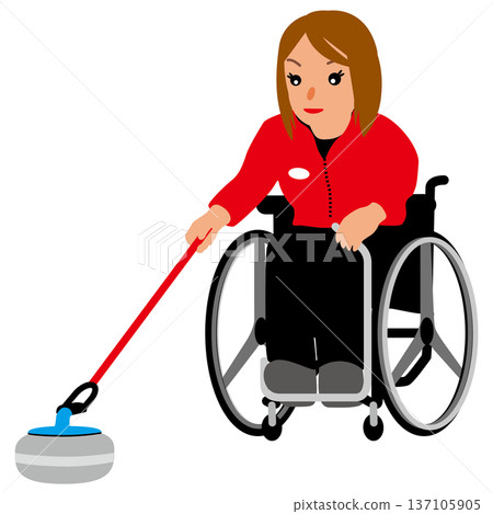 圖:一名女孩參加冬季運動比賽-殘障冰壺 01 圖:一名女孩參加冬季運動比賽-殘障冰壺 01 137105905