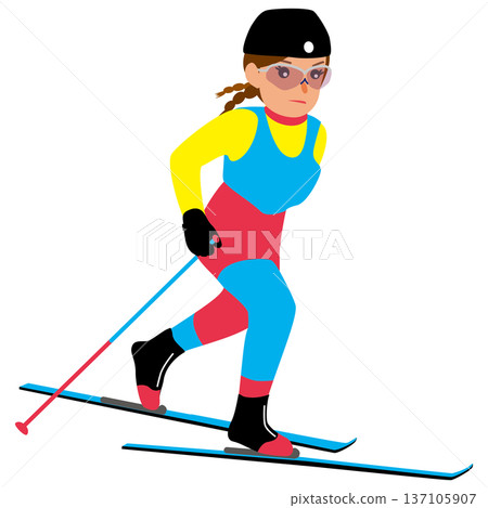 圖：一名女子參加冬季運動比賽－殘障越野滑雪 01 137105907