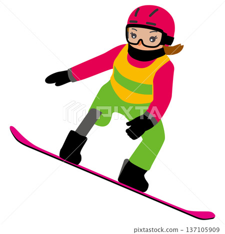 圖：一名女孩參加冬季運動比賽－滑翔傘單板滑雪 01 137105909