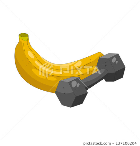 Illustration of banana with dumbbell Illustration of banana with dumbbell 137106204