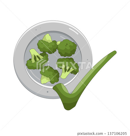 Illustration of broccoli with check mark Illustration of broccoli with check mark 137106205