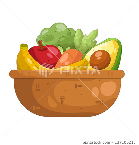 Illustration of fruit and vegetable basket Illustration of fruit and vegetable basket 137106213