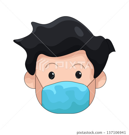 Illustration of Man wearing face mask 137106941