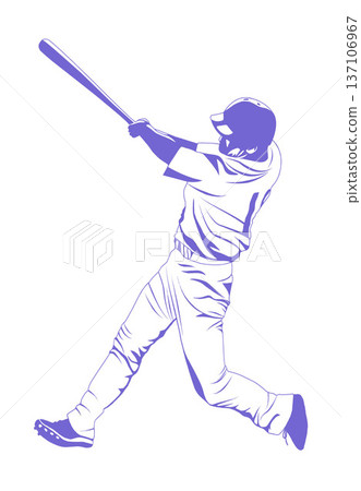 Illustration of a player swinging a baseball bat Illustration of a player swinging a baseball bat 137106967
