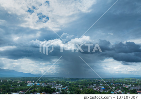 Rain Bomb or Wet Microburst intense rainfall over a short period because climate change. 137107307