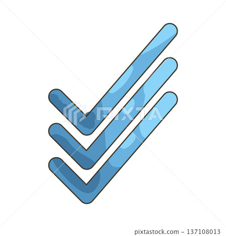 Illustration of triple checkmark Illustration of triple checkmark 137108013
