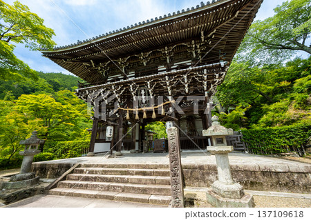 京都西山禪峰寺正門(樓門)。初夏時節,四周綠意盎然。 京都西山禪峰寺正門(樓門)。初夏時節,四周綠意盎然。 137109618