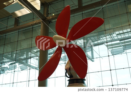 Striking Red Propeller Display in Contemporary Architecture 137109774
