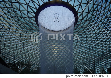 Jewel Changi Airport Rain Vortex Waterfall Singapore Jewel Changi Airport Rain Vortex Waterfall Singapore 137109791