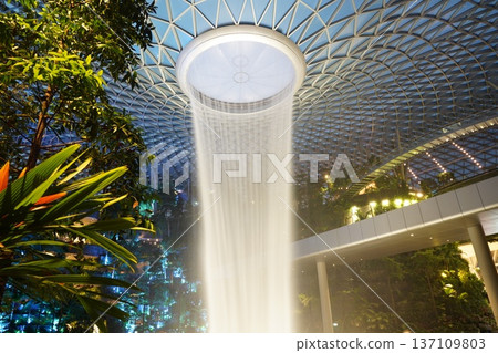 Jewel Changi Airport Rain Vortex Tropical Indoor Garden Jewel Changi Airport Rain Vortex Tropical Indoor Garden 137109803