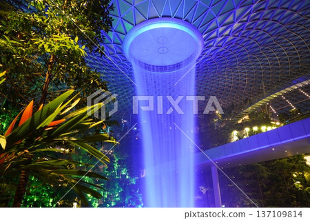 Jewel Changi Rain Vortex Iconic Indoor Waterfall Garden Jewel Changi Rain Vortex Iconic Indoor Waterfall Garden 137109814