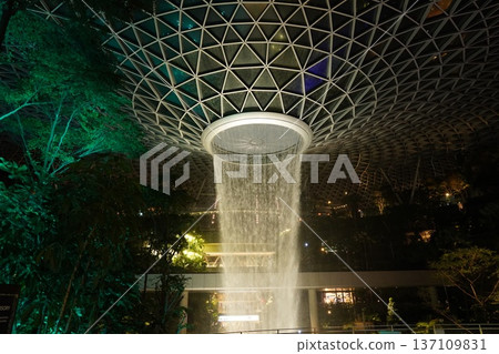 Stunning Jewel Changi Airport Rain Vortex and Lush Gardens 137109831