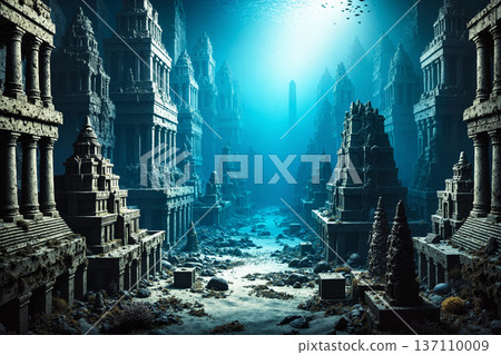 人工智慧生成的巨型古代水下城市圖像 137110009