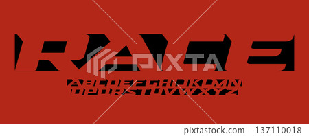 Speed Race Font Logo Alphabet Edgy Sharp Letter Set Modern Typography, Wide Bold Italic Typographic Design for Dynamic Title, Automotive Headline, Type Symbol Logotype, Sports Fonts. Vector Typeface 137110018