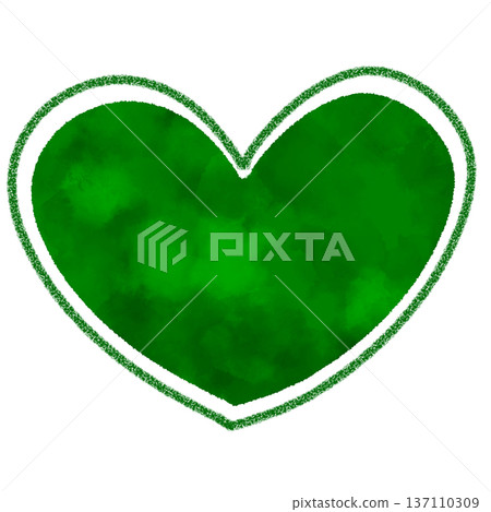 Green watercolor hand-painted heart 137110309
