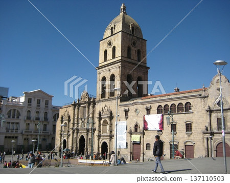 San Francisco Church towers over the center of La Paz San Francisco Church towers over the center of La Paz 137110503