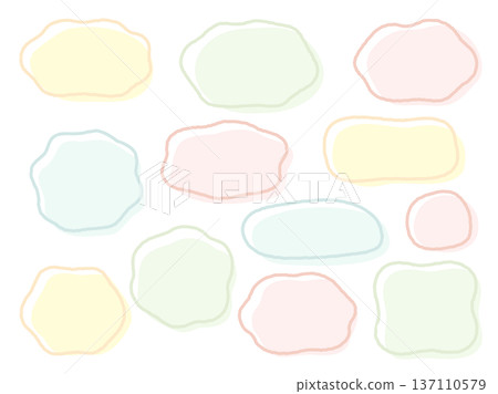 Spring pastel color fluid shape frames, speech bubbles set 02 137110579