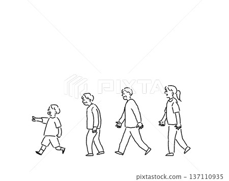 福利和護理插圖(兒童、老人、護士、護理人員),線條畫 福利和護理插圖(兒童、老人、護士、護理人員),線條畫 137110935